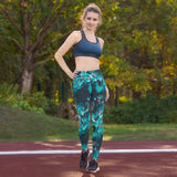 Teal Floral 2 Leggings with pockets