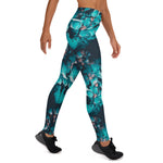 Teal Floral 2 Leggings without pockets
