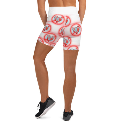 No Love 2 white Yoga Shorts with pockets