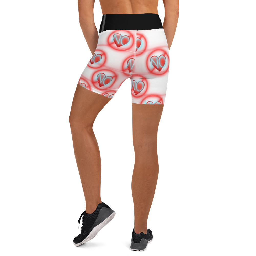 No Love 2 white Yoga Shorts with pockets