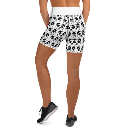 Panda 3 White Yoga Shorts without pockets