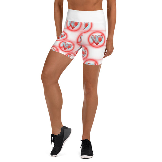 No Love 2 white Yoga Shorts with pockets