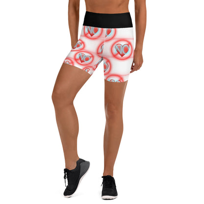 No Love 2 white Yoga Shorts with pockets