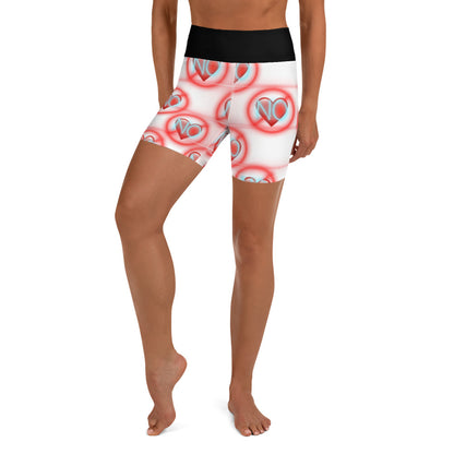 No Love 2 white Yoga Shorts with pockets