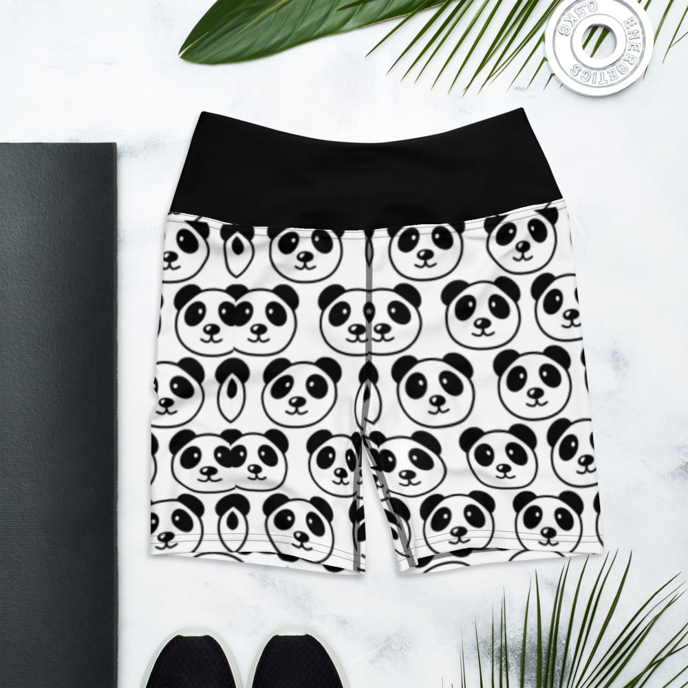 Panda 3 Black Yoga Shorts without pockets