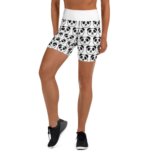 Panda 3 White Yoga Shorts without pockets