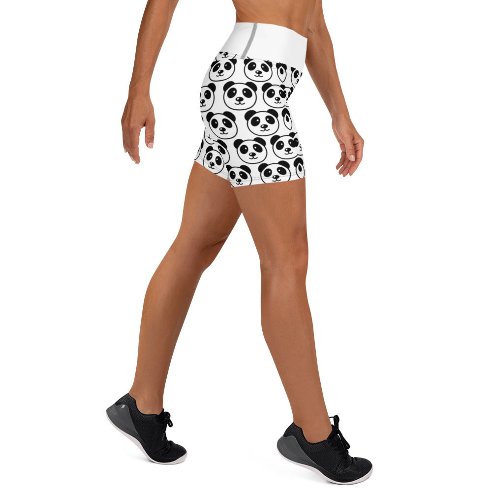 Panda 3 White Yoga Shorts without pockets