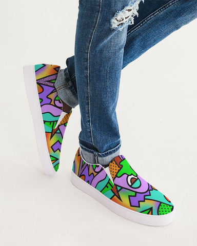 abstract_colors_vector_psychedelic_pattern_7680x4800 Men's Slip-On Canvas Shoe