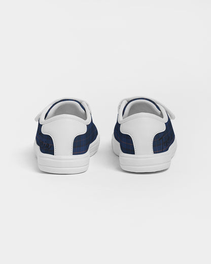Blue Plaid Kids Velcro Sneaker