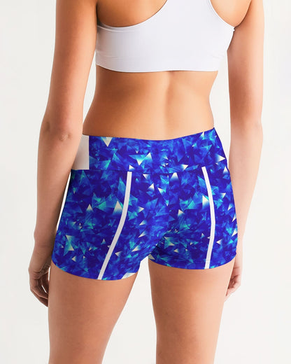 Crystal Blue Women's Mid-Rise Yoga Shorts