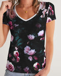 Dark Floral Women's V-Neck Tee