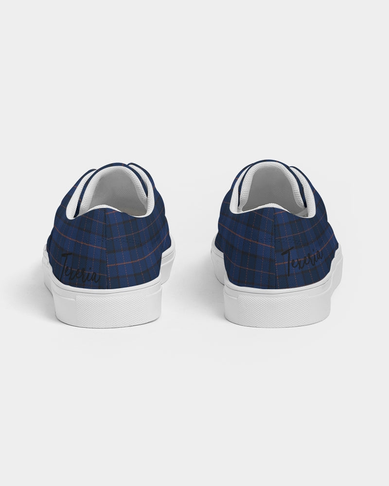 Blue Plaid Men's Lace Up Canvas Shoe