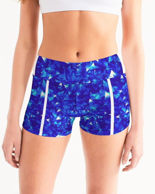 Crystal Blue Women's Mid-Rise Yoga Shorts