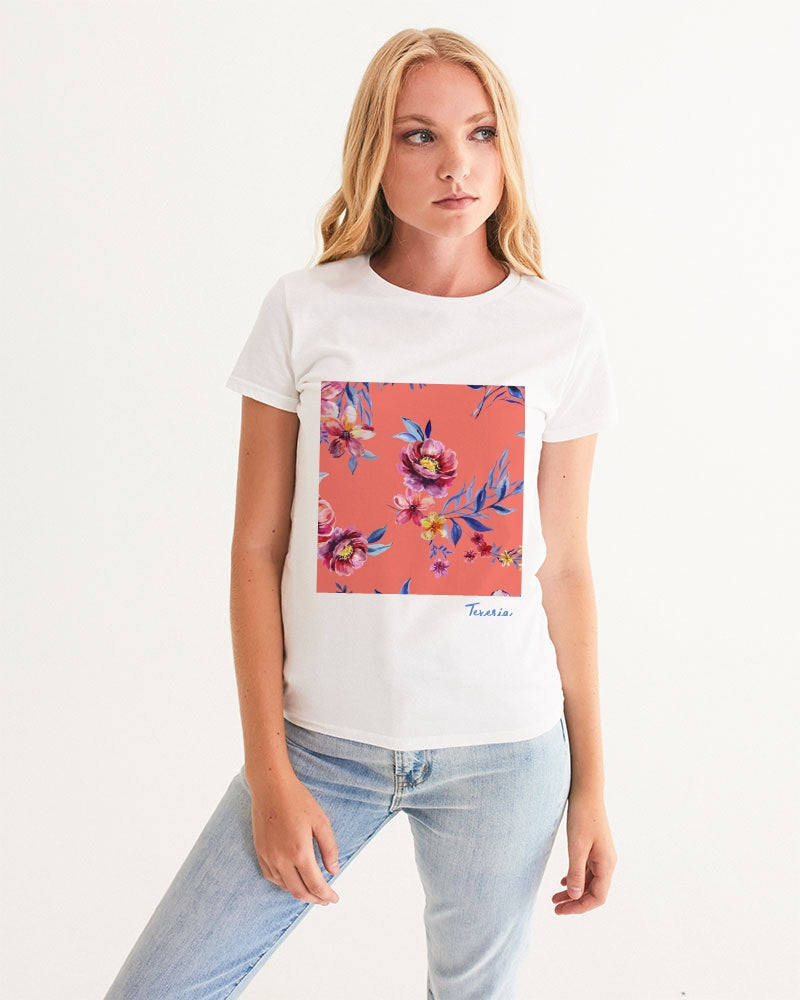 Peach Floral Women's Graphic Tee