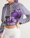 Purple Flower Women's Cropped Hoodie