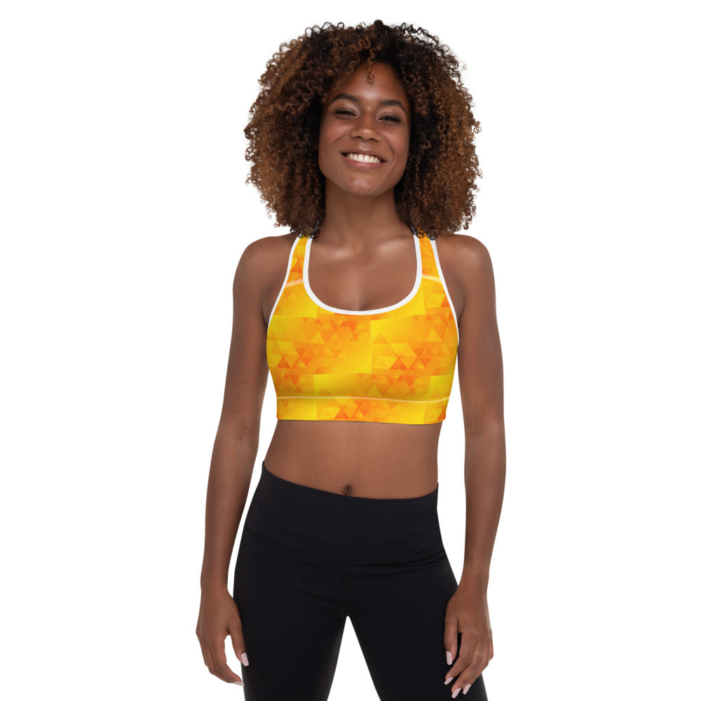 Orange Abstract Sports Bra