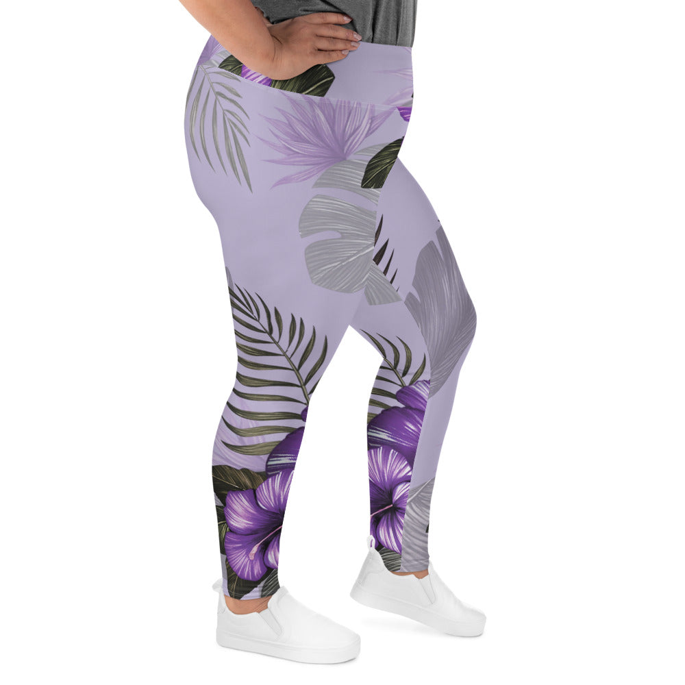 Purple Flower Plus Size Leggings