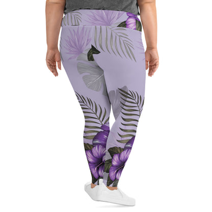 Purple Flower Plus Size Leggings