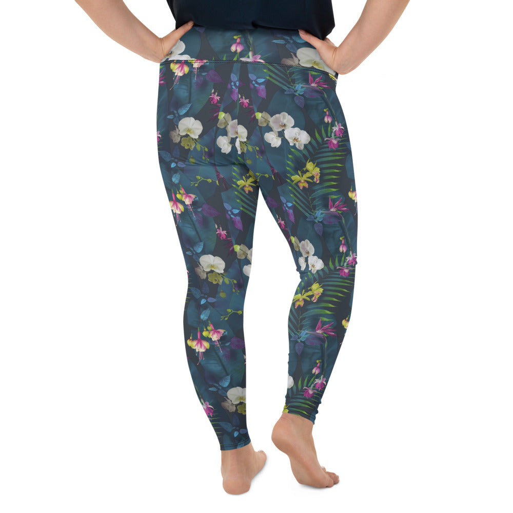 Deep Floral Plus Size Leggings