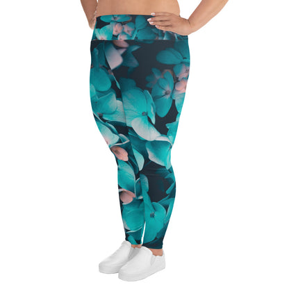 Teal Floral Plus Size Leggings