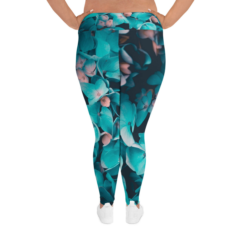 Teal Floral Plus Size Leggings