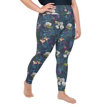 Deep Floral Plus Size Leggings