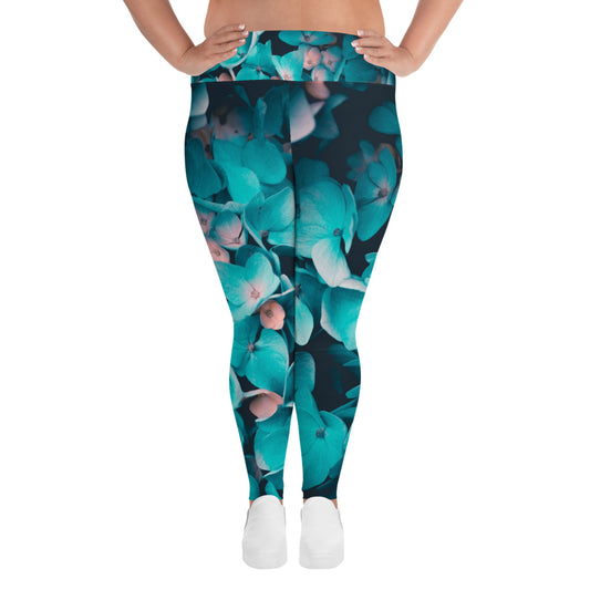 Teal Floral Plus Size Leggings