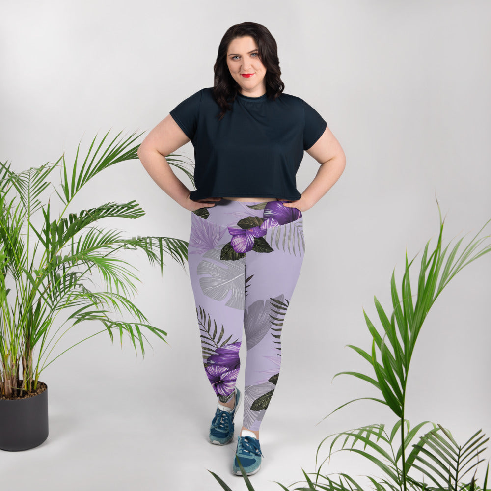 Purple Flower Plus Size Leggings