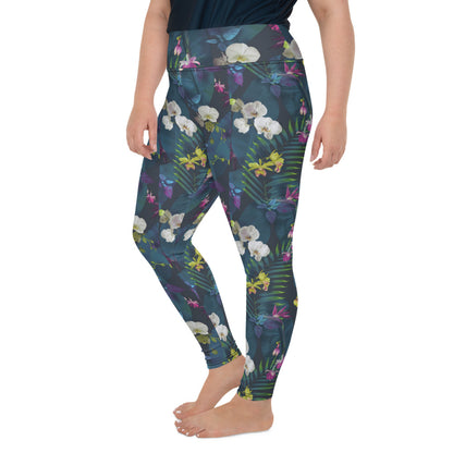 Deep Floral Plus Size Leggings