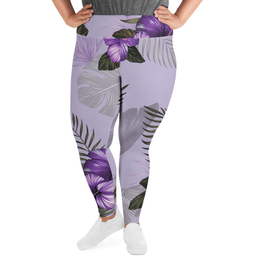 Purple Flower Plus Size Leggings