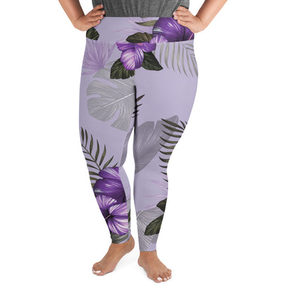 Purple Flower Plus Size Leggings