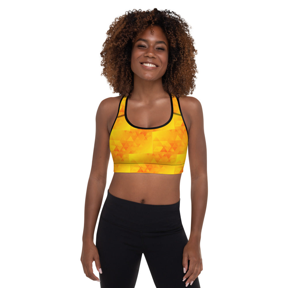 Orange Abstract Sports Bra