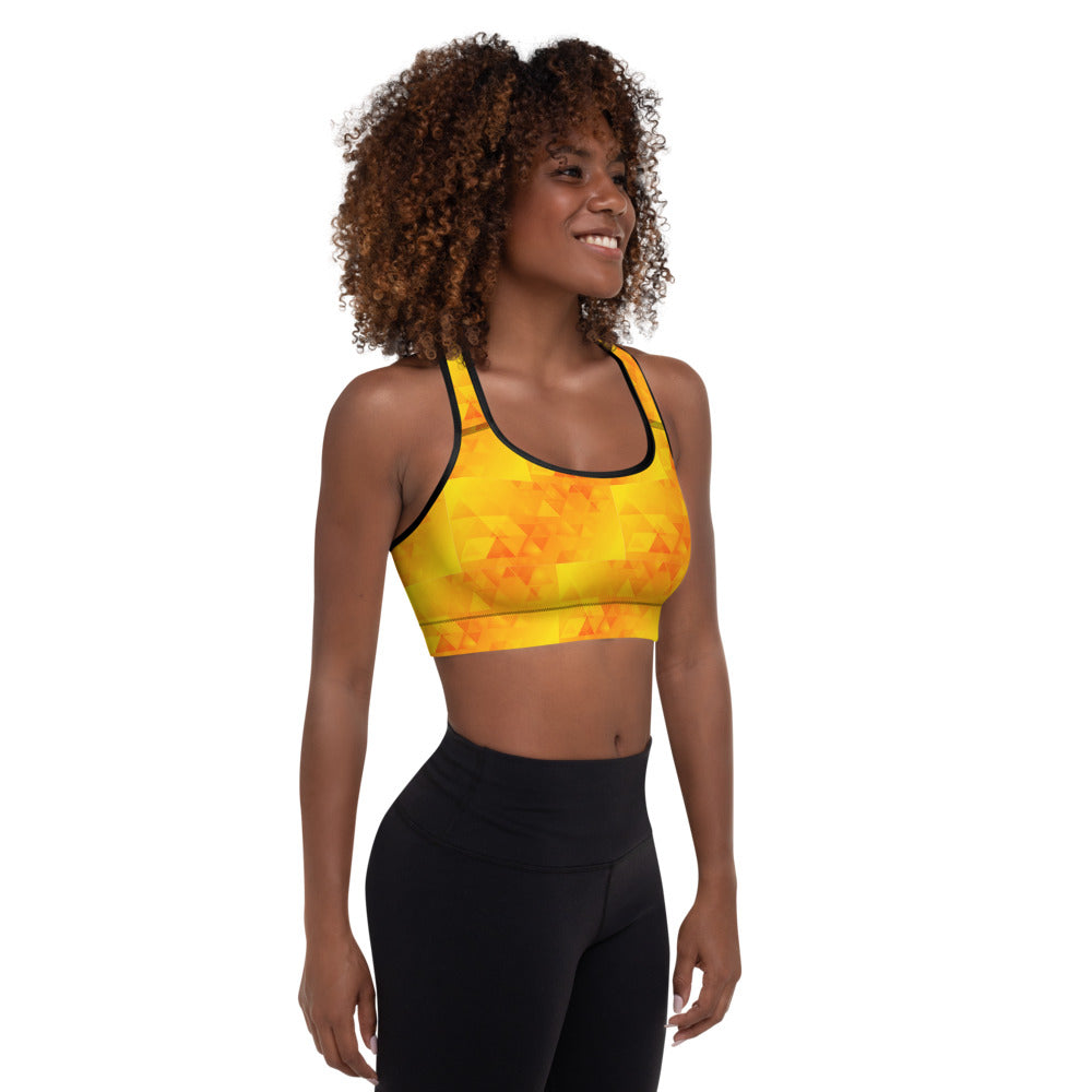 Orange Abstract Sports Bra