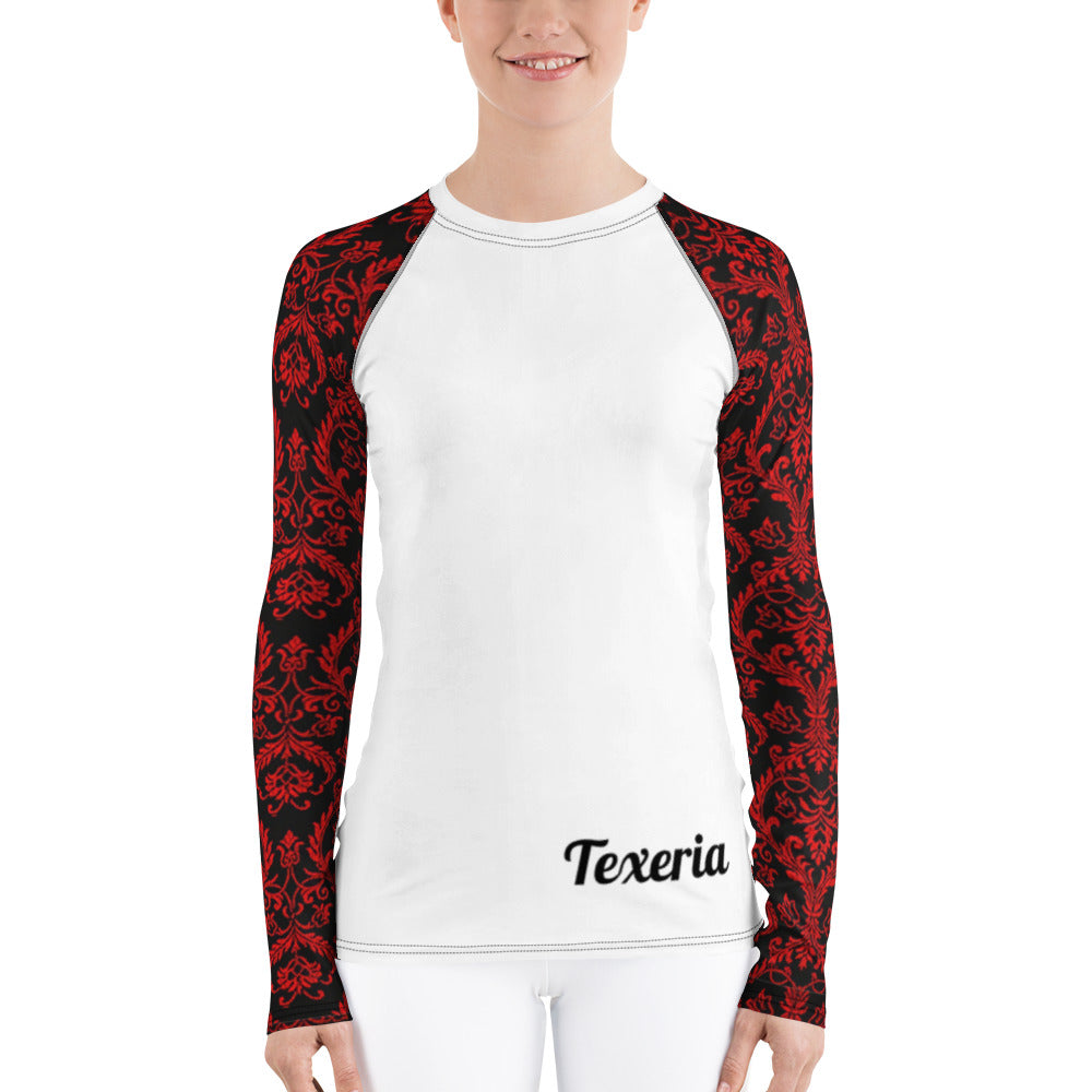 Chandelier Red Women's long sleeve dry fit (white)