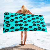Kiss Me Blue Beach Towel