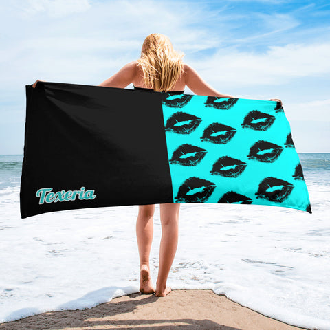 Kiss Me Blue 2 beach towel